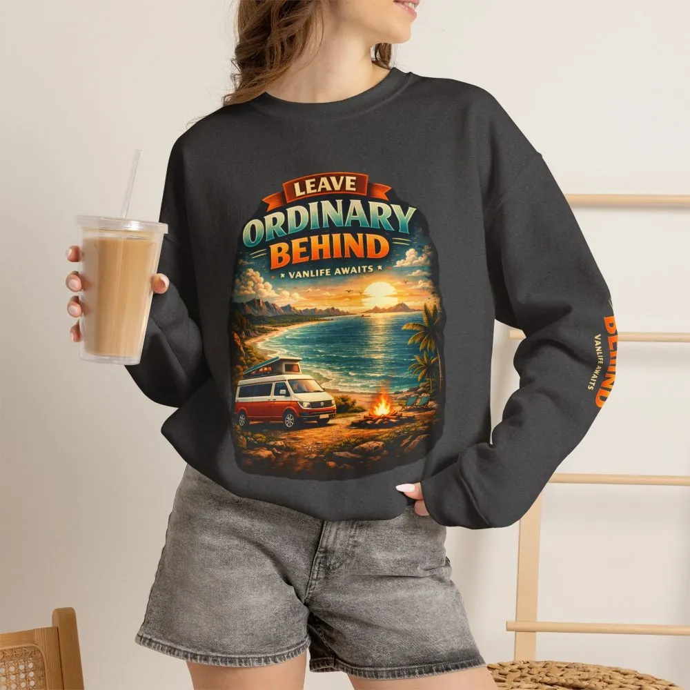 Unisex Heavy Blend™ Crewneck Sweatshirt — "Leave Ordinary Behind" Design Scenic-Line