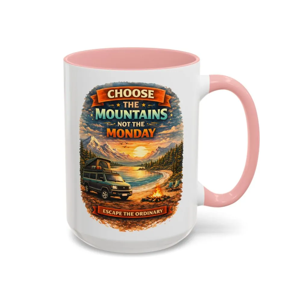 Accent Coffee Mug (11, 15oz) — "Choose The Mountens" Design Scenic-Line