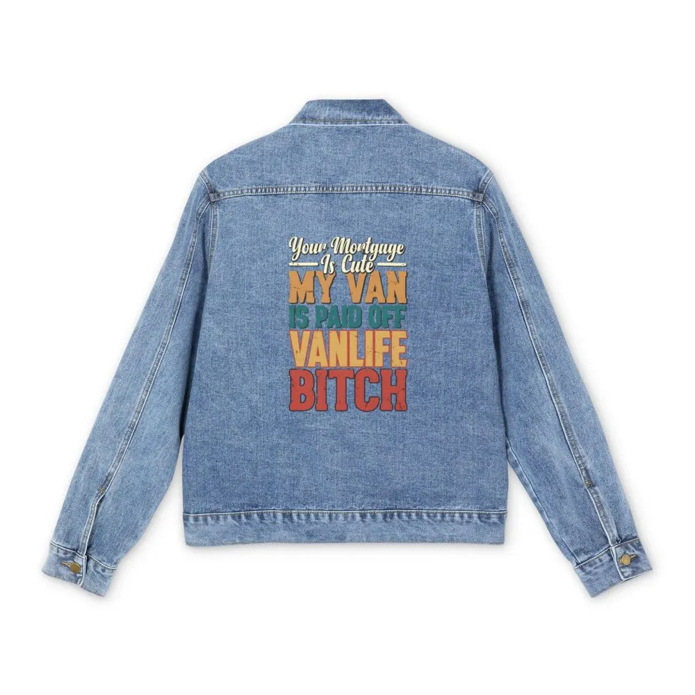 Men's Denim Jacket — "Your Mortgage Is Cute" Design F**K-Line