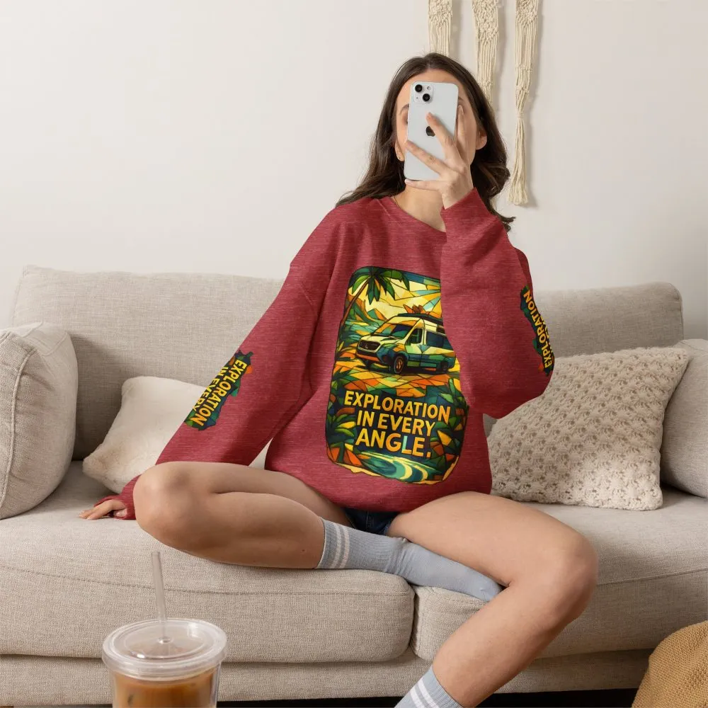 Unisex Heavy Blend™ Crewneck Sweatshirt — "Exploration In Every Angle" Design Cubic-Line