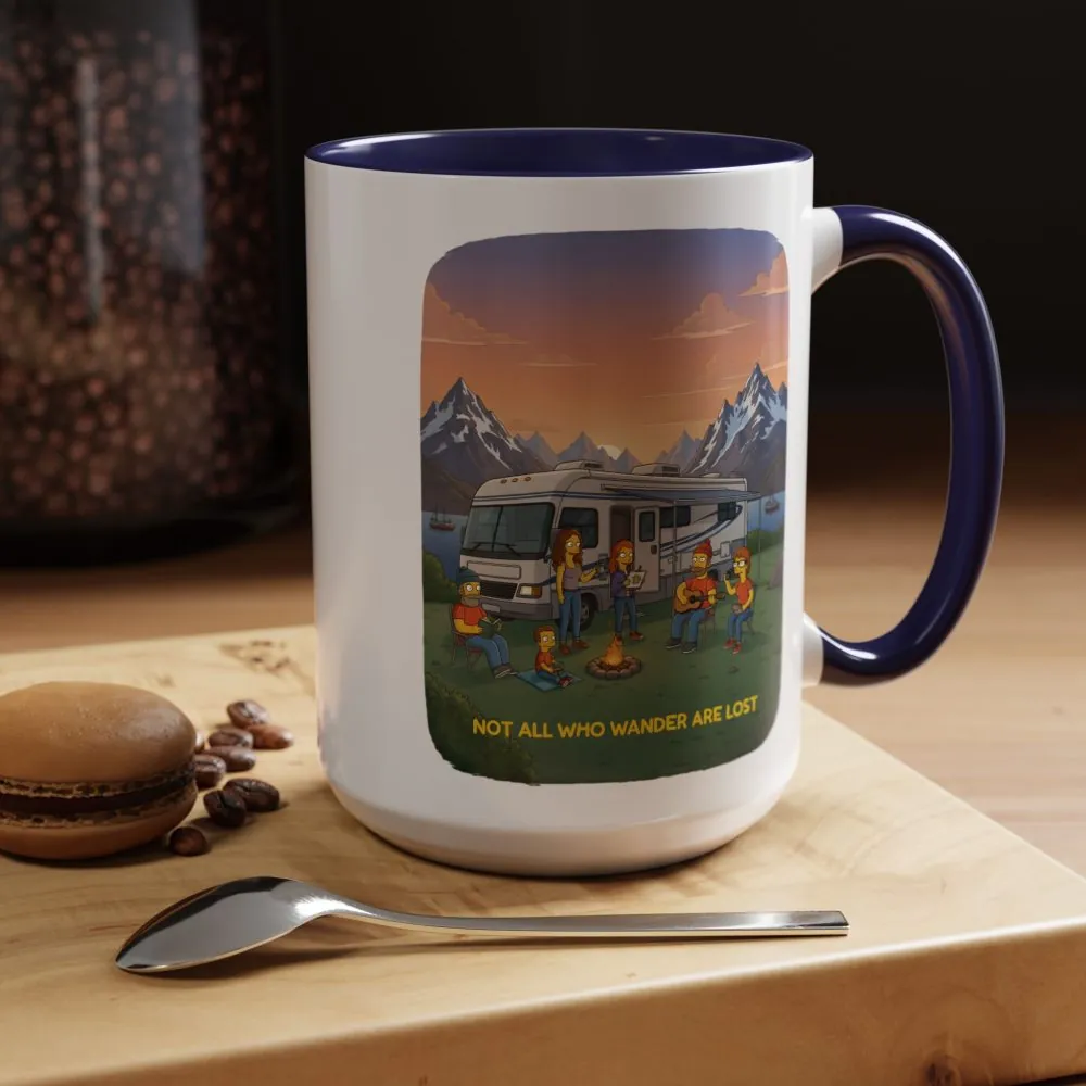 Accent Coffee Mug (11, 15oz) — "Not All Who Wander Are Lost" Design Sitcom-Line