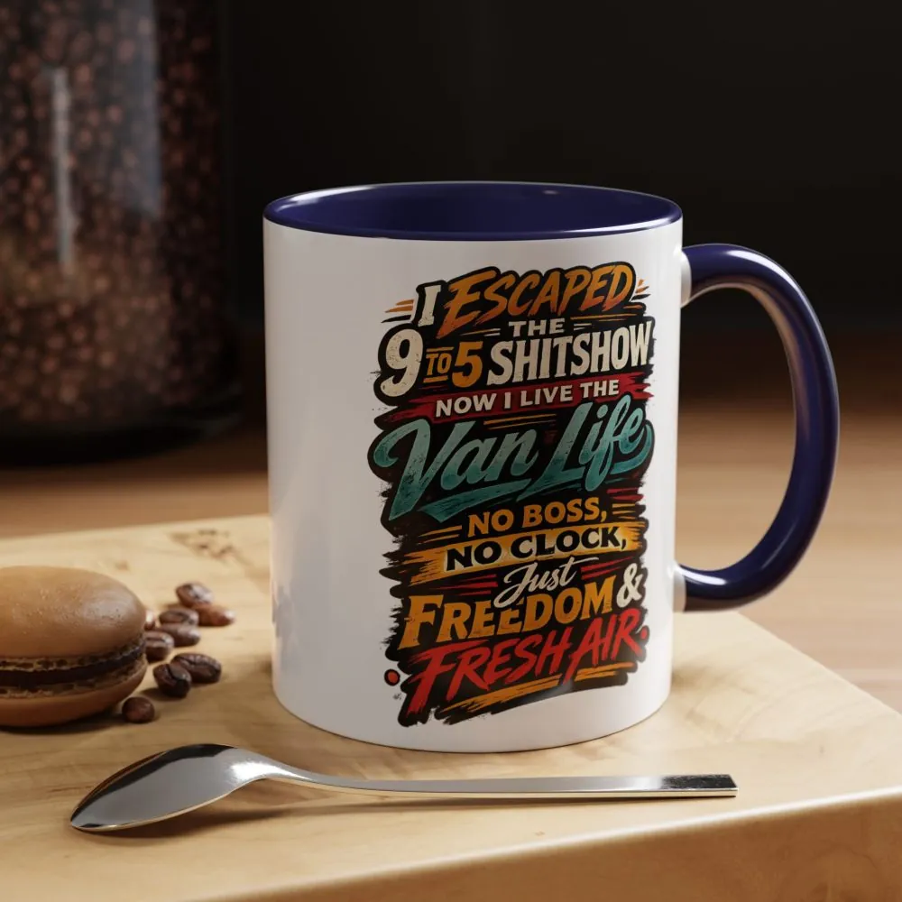 14994669332275365081_2048.jpeg Accent Coffee Mug (11, 15oz) — "I Escaped The 9 To 5" Design F**K-Line