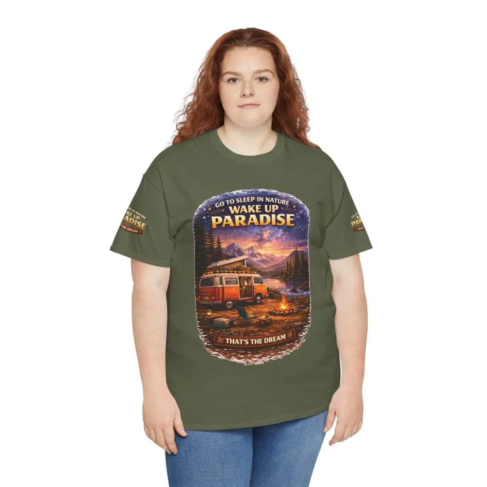 Unisex Heavy Cotton Tee — "Go Sleep In Nature" Design Scenic-Line