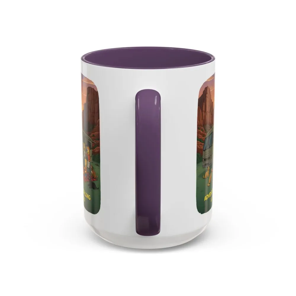 Accent Coffee Mug (11, 15oz) — "Adventure Is Calling-I Must Go" Design Sitcom-Line