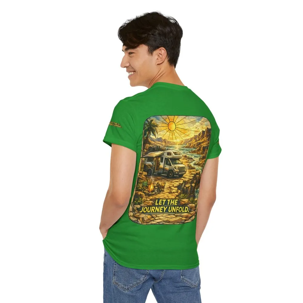 Unisex Heavy Cotton Tee — "Let The Journey Unfold" Design Cubic-Line