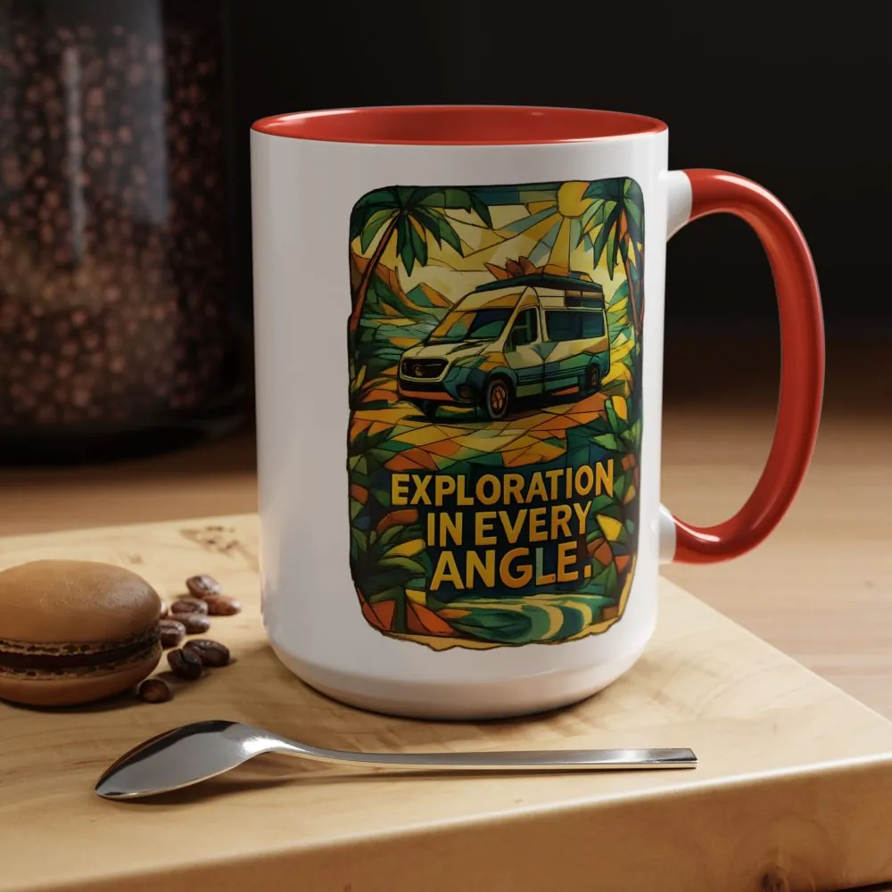 Accent Coffee Mug (11, 15oz) — "Exploration In Every Angle" Design Cubic-Line