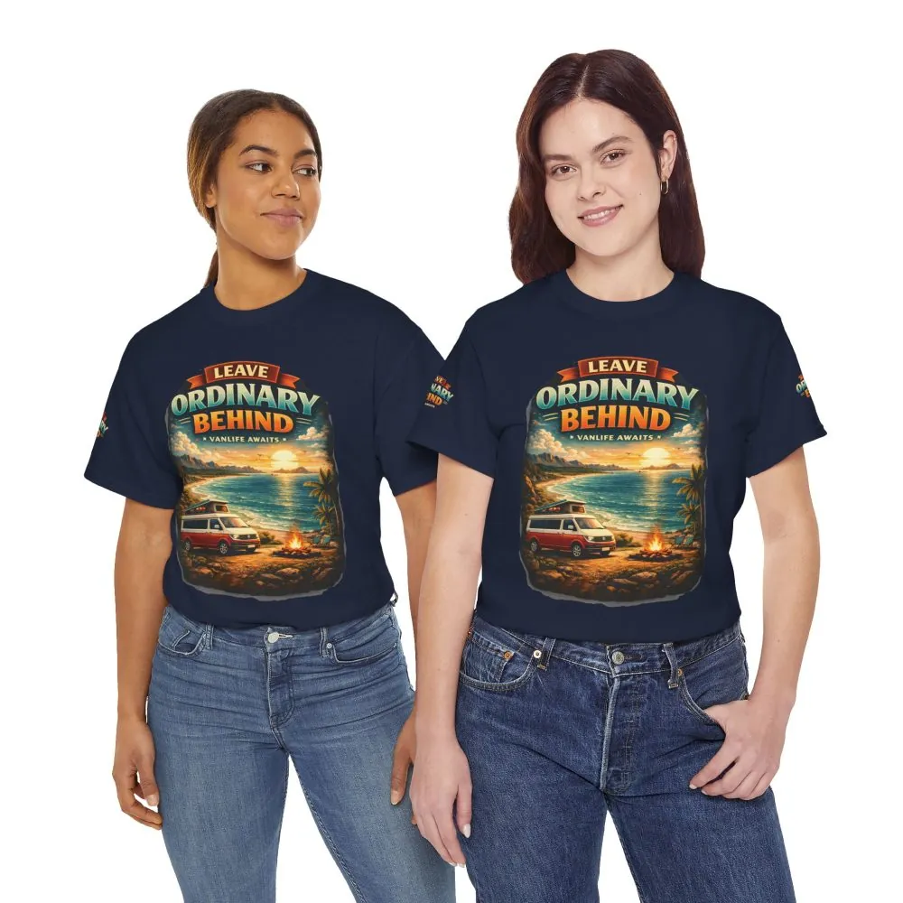 Unisex Heavy Cotton Tee — "Leave Ordinary Behind" Design Scenic-Line
