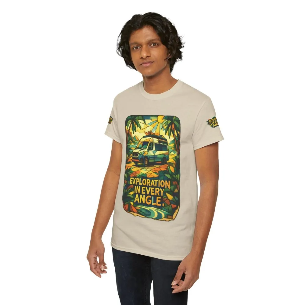 Unisex Heavy Cotton Tee — "Exploration In Every Angle" Design Cubic-Line