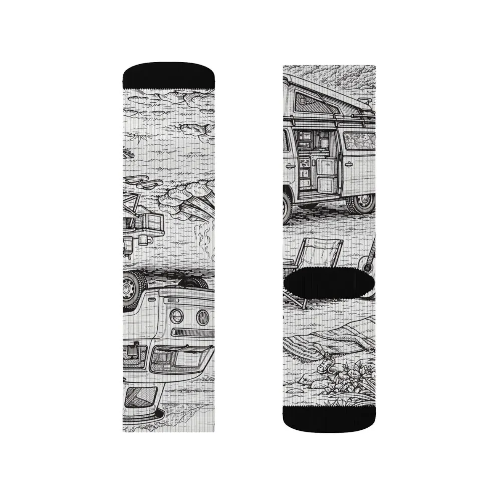 Sublimation Socks — Retro Camper Roadtrip Crew Socks