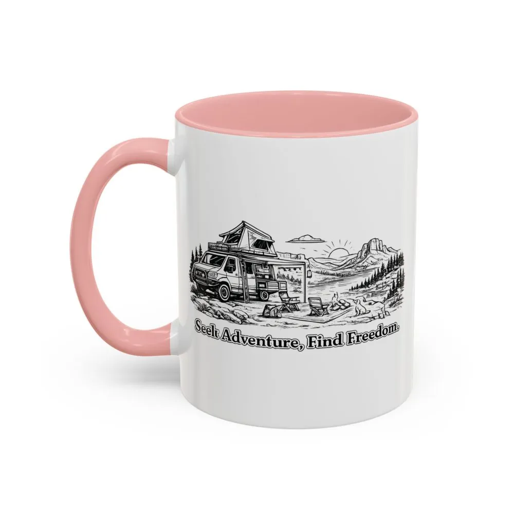 15071237225403279573_2048.jpeg Accent Coffee Mug (11, 15oz) — "Seek Adventure, Find Freedom" Design Minimal-Line