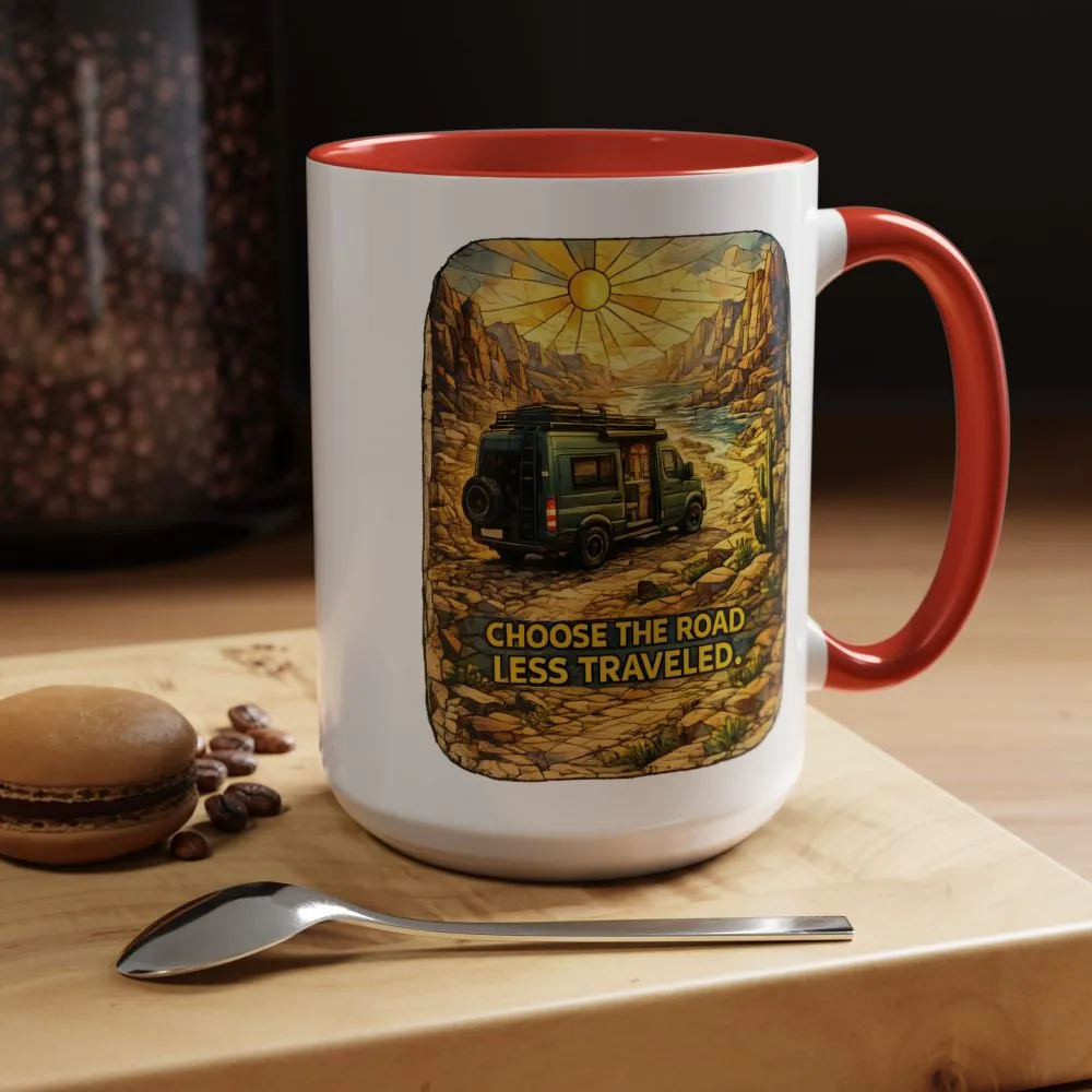 15071360145196946389_2048.jpeg Accent Coffee Mug (11, 15oz) — "Choose The Road Less Traveled" Design Cubic-Line
