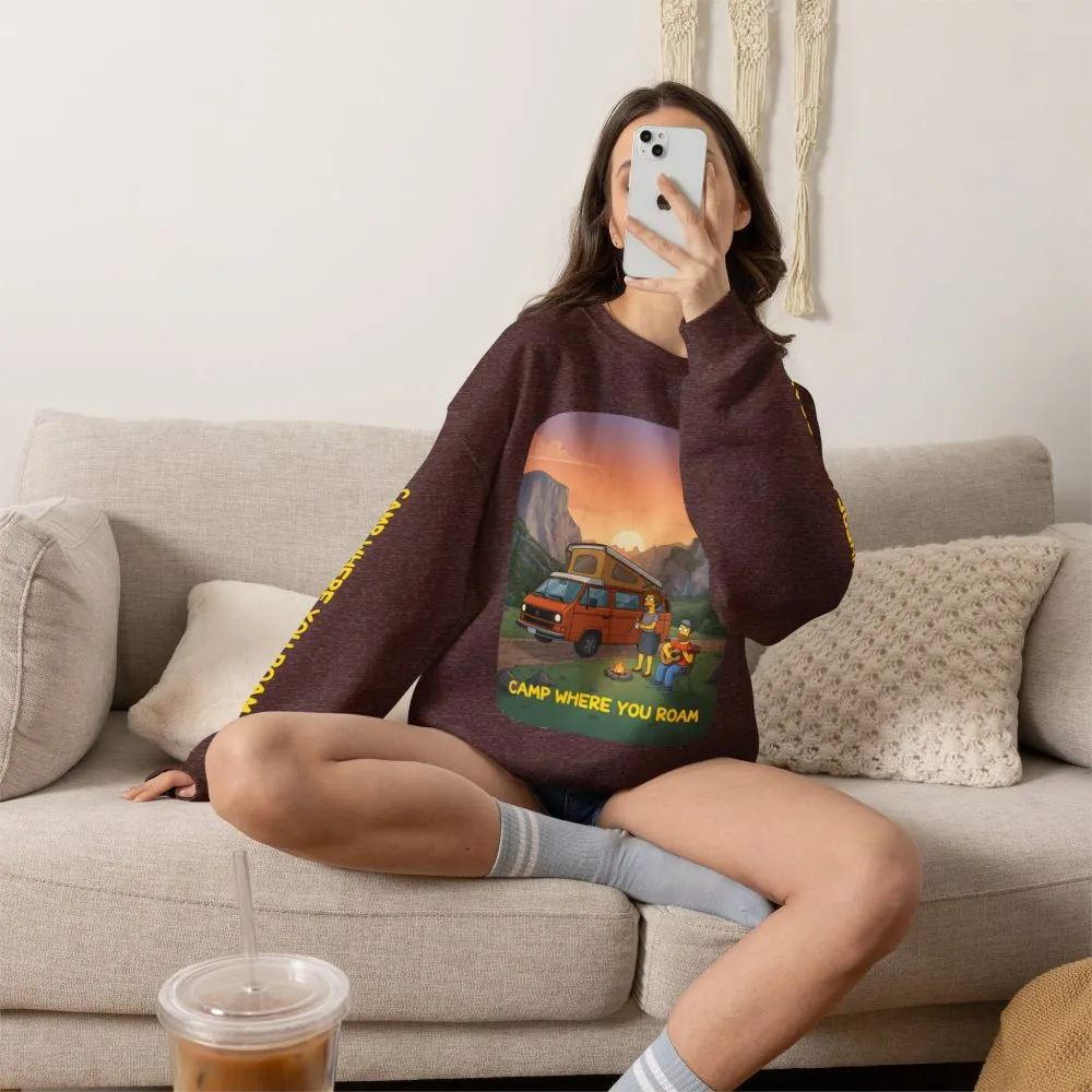 Unisex Heavy Blend™ Crewneck Sweatshirt — "Camp Where You Roam" Design Sitcom-Line