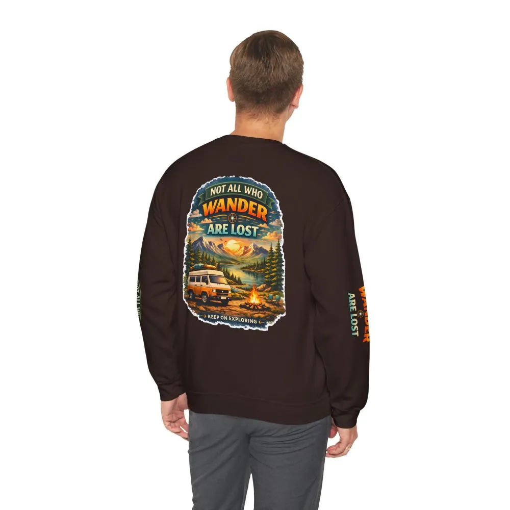 15073814472229894208_2048.jpeg Unisex Heavy Blend™ Crewneck Sweatshirt — "Not All Who Wander Are Lost" Design Scenic-Line