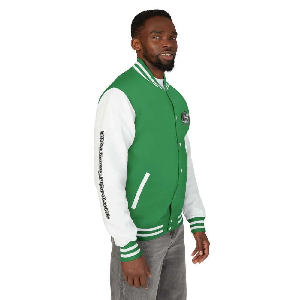 Unisex Heavyweight Letterman Jacket — "Lifes A Journey,Enjoy The Ride" Travel Varsity Coat