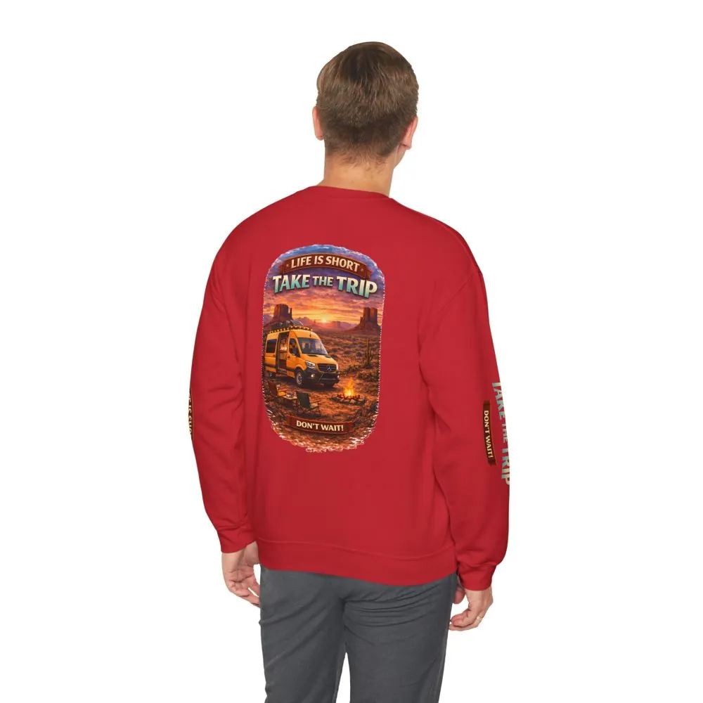 Unisex Heavy Blend™ Crewneck Sweatshirt — "Life Is To Short-Take The Trip" Design Scenic-Line