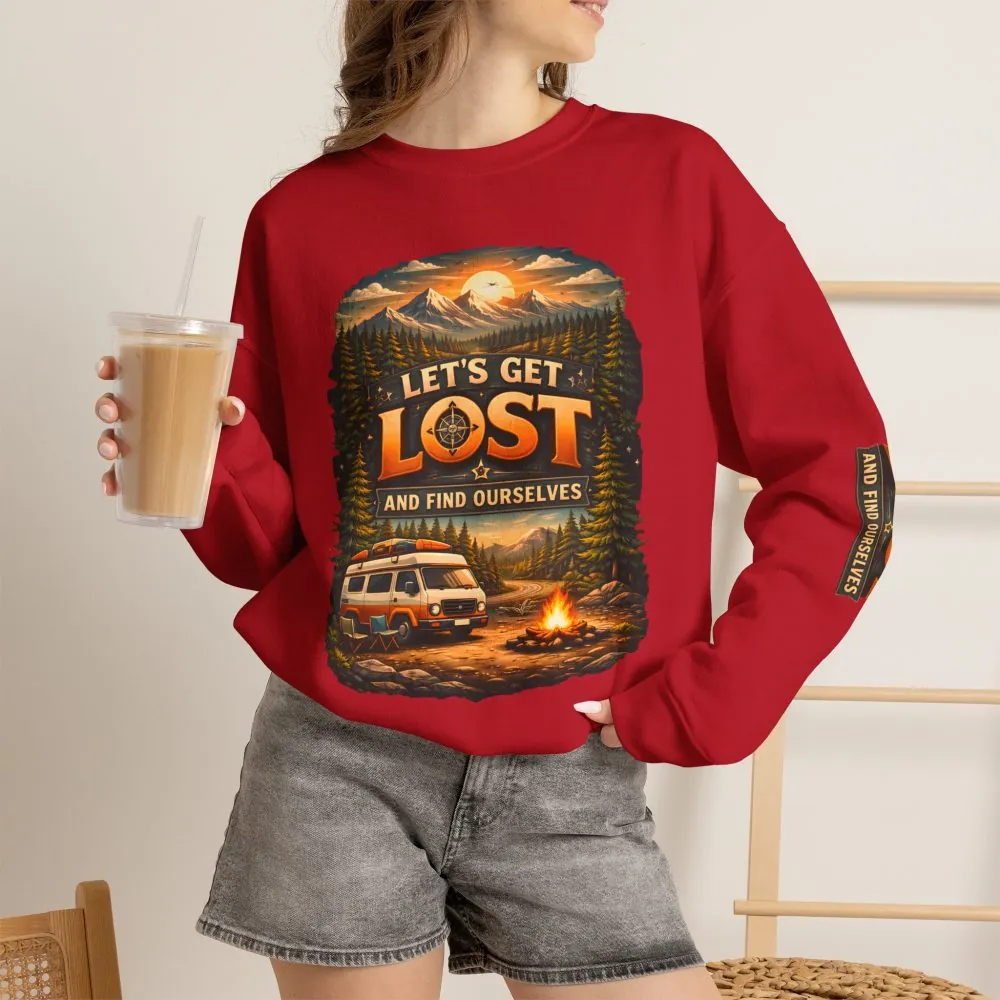 Unisex Heavy Blend™ Crewneck Sweatshirt — "Let´s Get Lost And Found Ourselfs" Design Scenic-Line