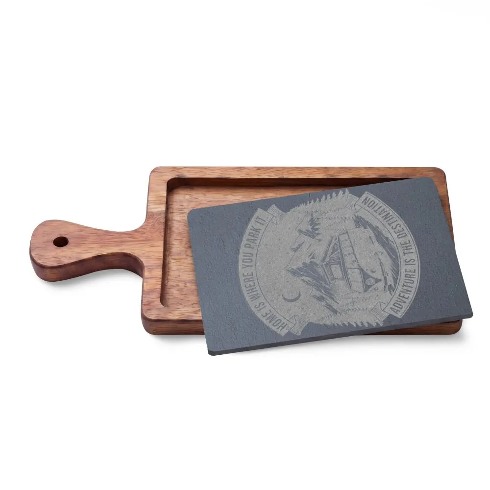 Engraved Charcuterie Board - "Home Is Where You Park It-Adventure is the destination" (4 Variants Available)