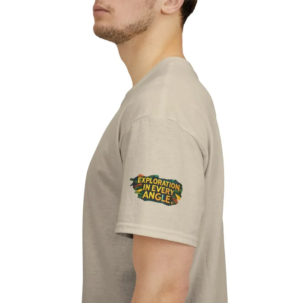 Unisex Heavy Cotton Tee — "Exploration In Every Angle" Design Cubic-Line