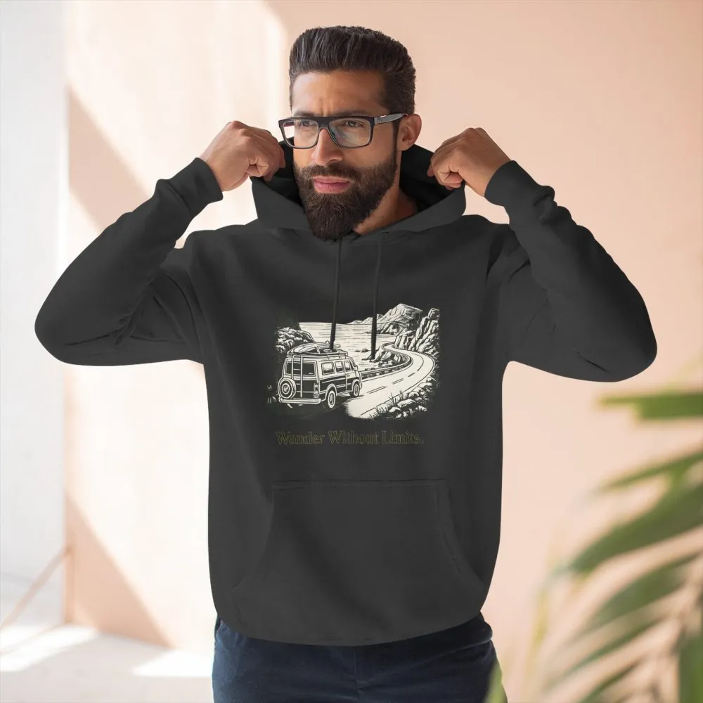 15097134561384927787_2048.jpeg Three-Panel Fleece Hoodie - "Wander Without Limits" Design Minimal-Line