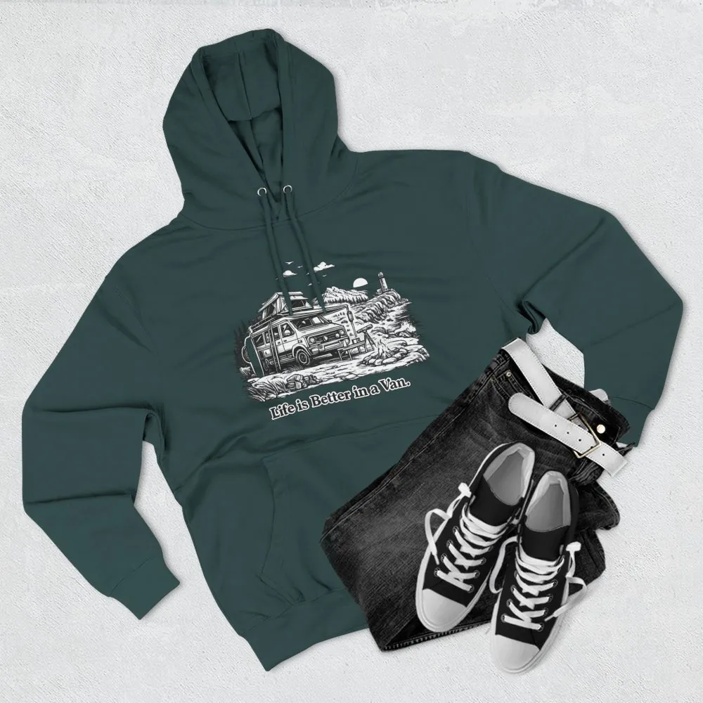 15097169794712509810_2048.jpeg Three-Panel Fleece Hoodie - "Life Is Better In A Van" Design Minimal-Line