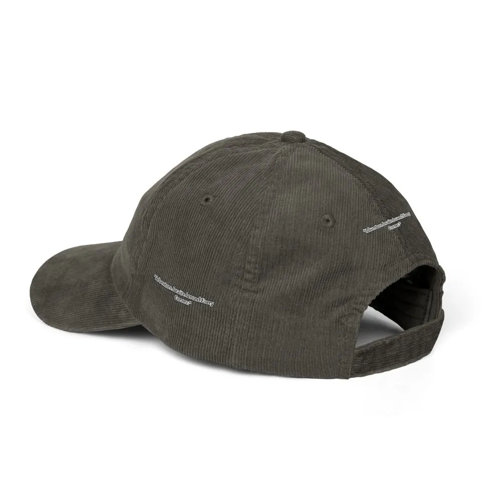 Vintage Corduroy Cap (Embroidery) — "Adventure Awaits Around Every Corner" Embroidered Hat
