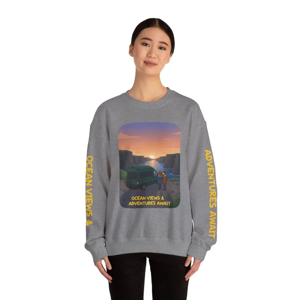 15110714263303448234_2048.jpeg Unisex Heavy Blend™ Crewneck Sweatshirt — "Ocean Views-Adventures Awaits" Design Sitcom-Line
