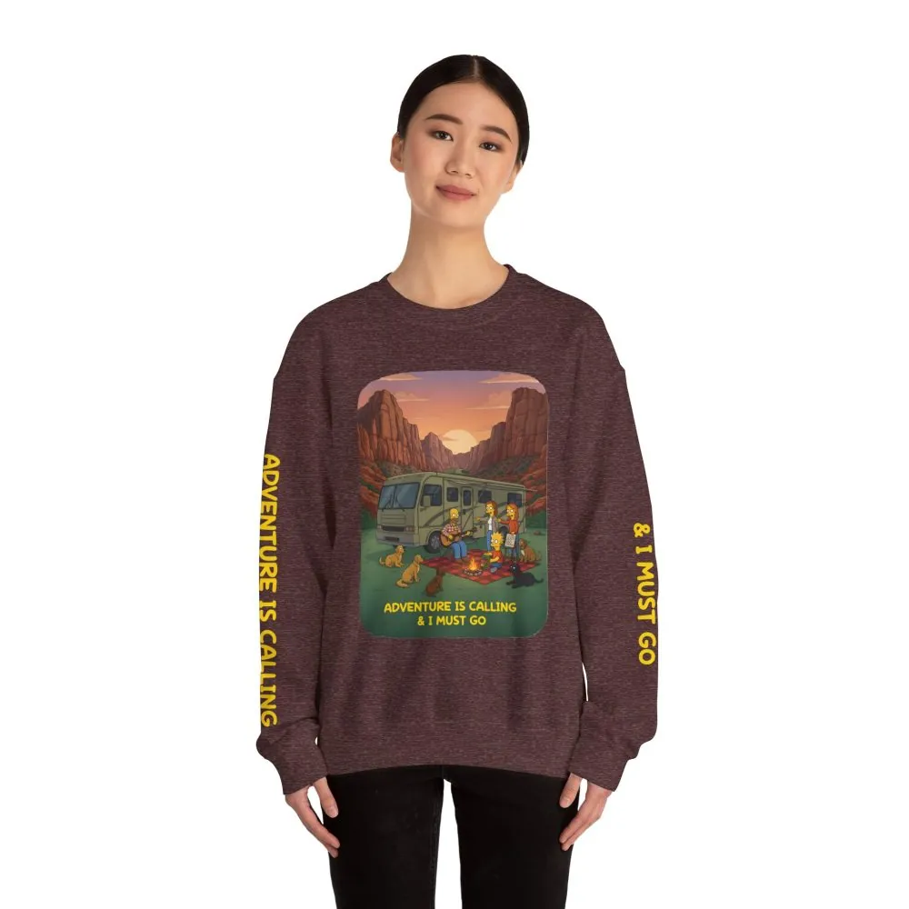 15113329541733922410_2048.jpeg Unisex Heavy Blend™ Crewneck Sweatshirt — "Adventure Is Calling-I Must Go" Design Sitcom-Line