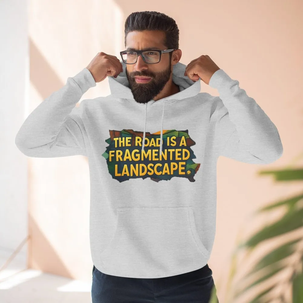 Three-Panel Fleece Hoodie - "The Road Is A Fragmented Landscape" Design Cubic-Line