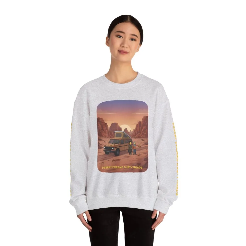 Unisex Heavy Blend™ Crewneck Sweatshirt — "Desert Dreams Dusty Roads" Design Sitcom-Line