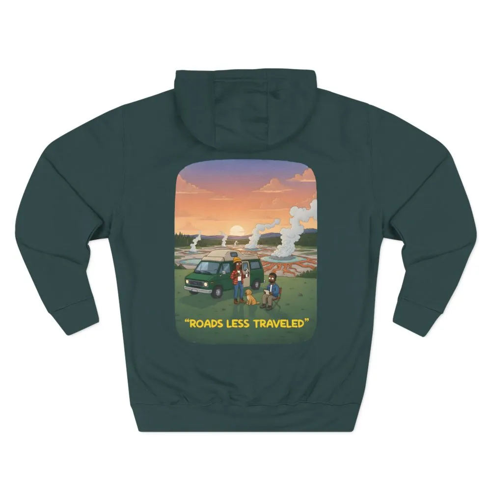 Three-Panel Fleece Hoodie - "Roads Less Traveled" Design Sitcom-Line