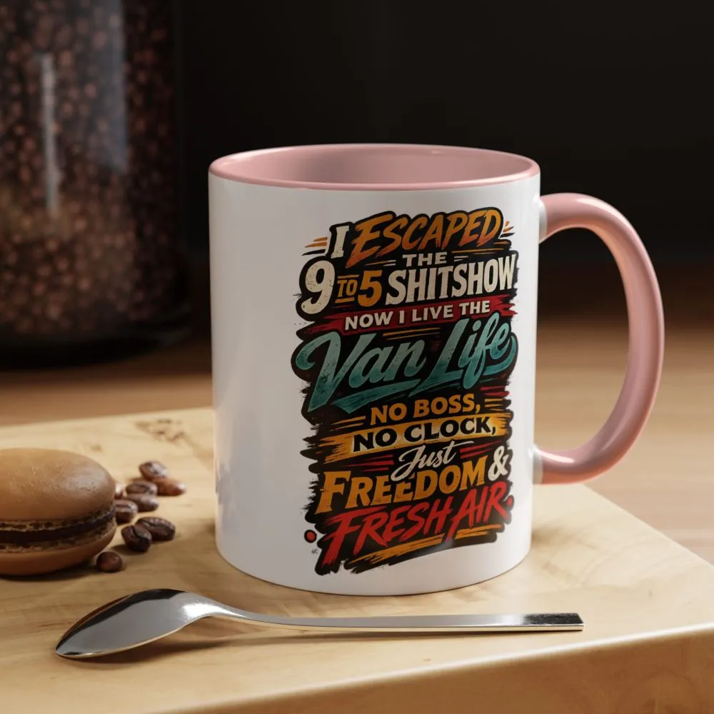 15130495916170235994_2048.jpeg Accent Coffee Mug (11, 15oz) — "I Escaped The 9 To 5" Design F**K-Line