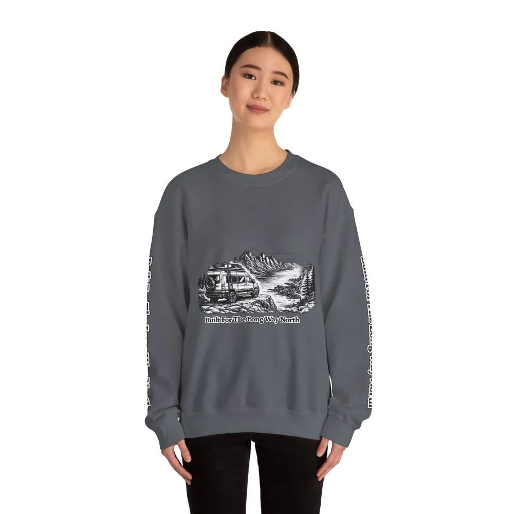 Unisex Heavy Blend™ Crewneck Sweatshirt — "Built For The Long Way North" Design Minimal-Line