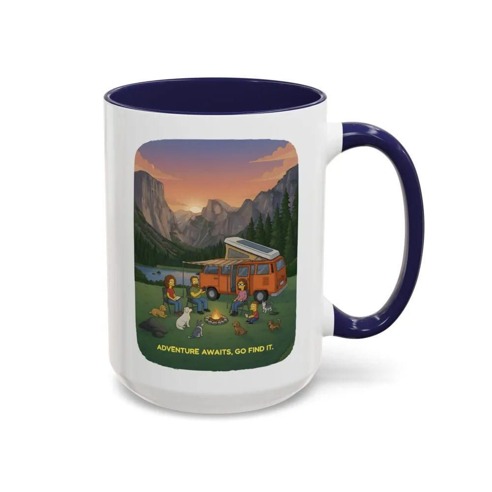 Accent Coffee Mug (11, 15oz) — "Adventure Awaits-Go Find It"" Design Sitcom-Line