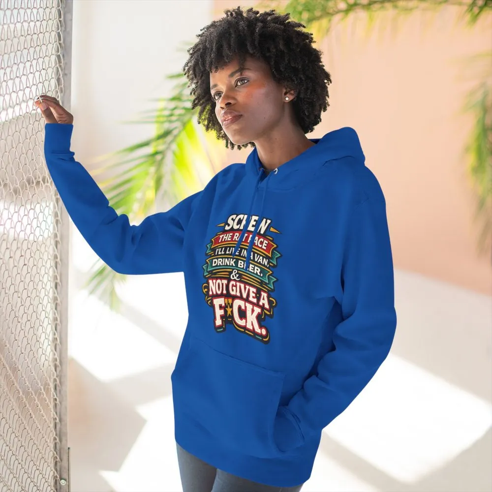 15142255252689961241_2048.jpeg Three-Panel Fleece Hoodie - "Screw The Rat Race" Design F**K-Line