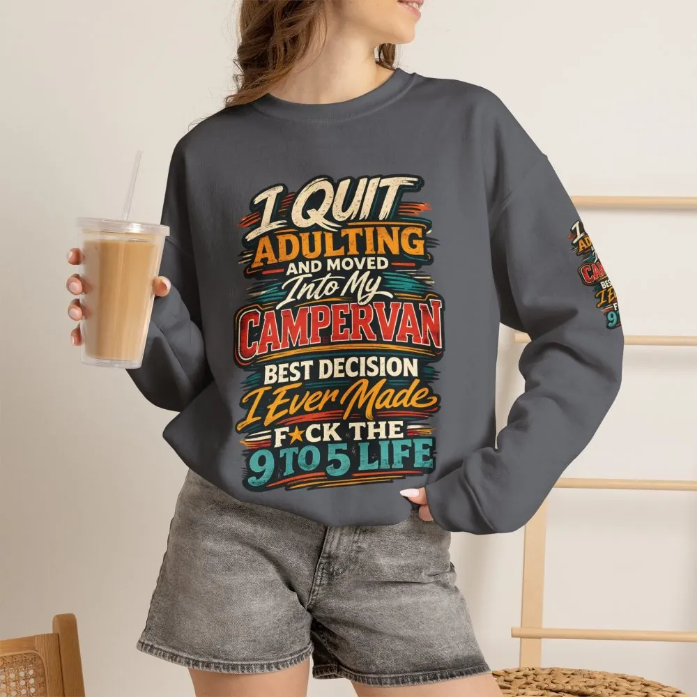 Unisex Heavy Blend™ Crewneck Sweatshirt — "I Quit Adulting" Design F**K-Line