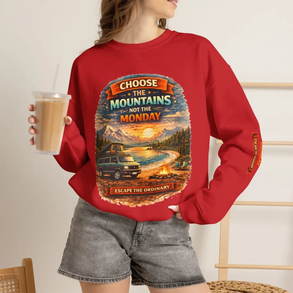 Unisex Heavy Blend™ Crewneck Sweatshirt — "Choose The Mountens" Design Scenic-Line