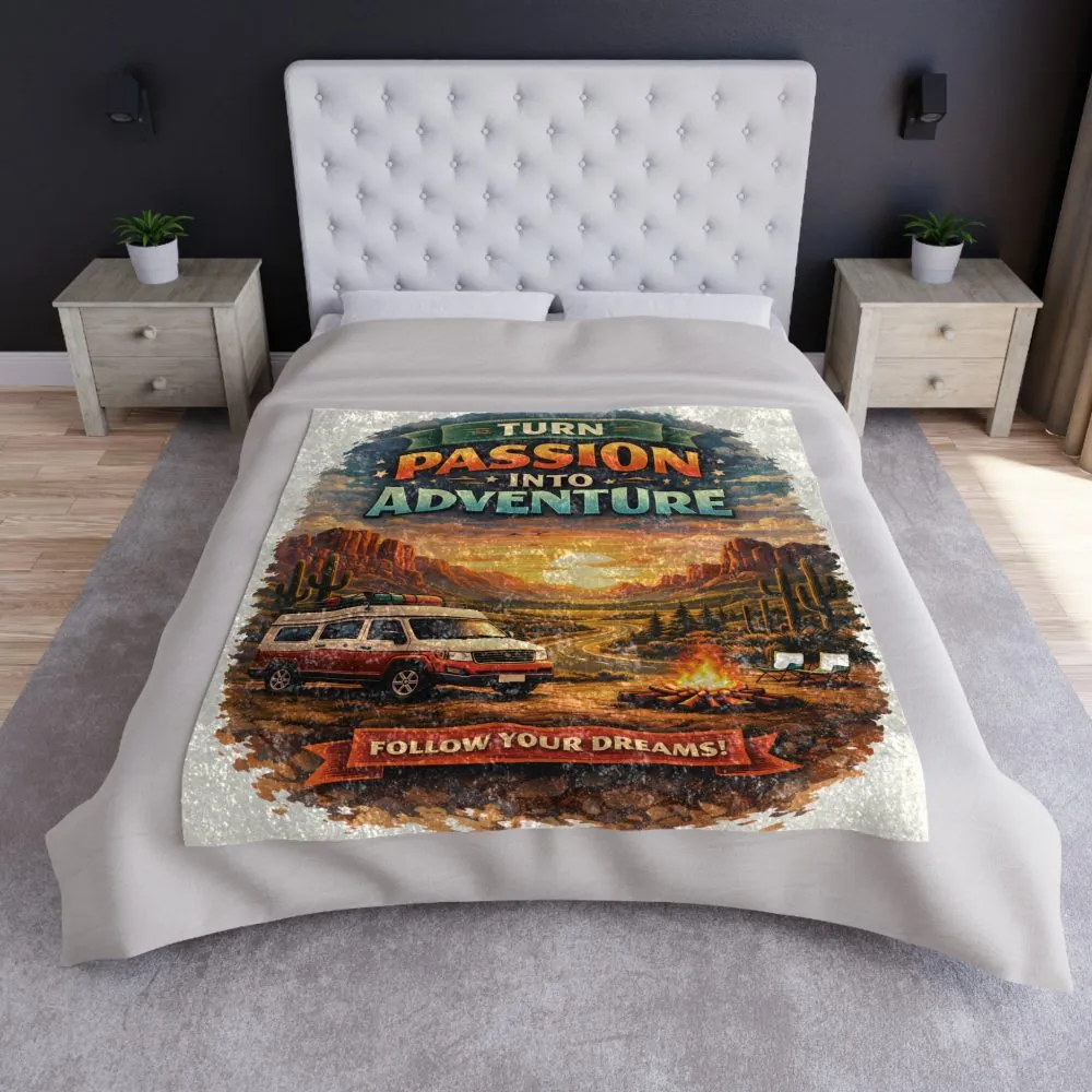 15147806752774100788_2048.jpeg Crushed Velvet Blanket —"Turn Passion Into Adventure" Design Scenic-Line (Campervan)