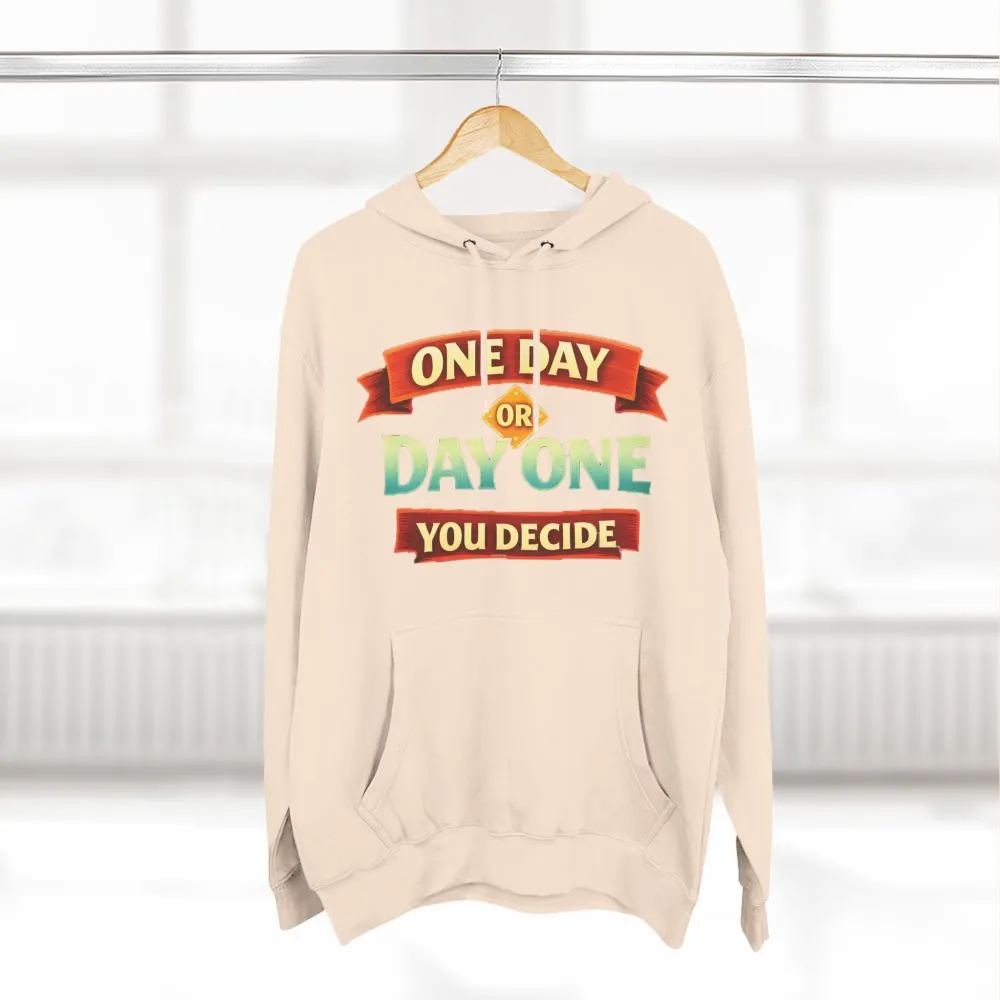 Three-Panel Fleece Hoodie - "One Day Or Day One" Design Scenic-Line