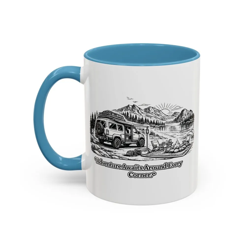 15155065382745414529_2048.jpeg Accent Coffee Mug (11, 15oz) — "Adventure Awaits Around Every Corner" Design Minimal-Line