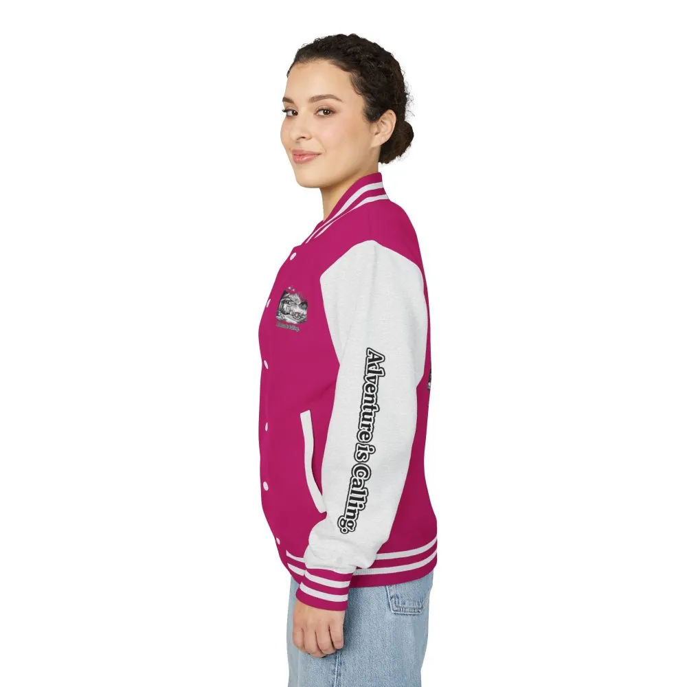 Unisex Heavyweight Letterman Jacket — "Adventure Is Calling" Travel Varsity Coat