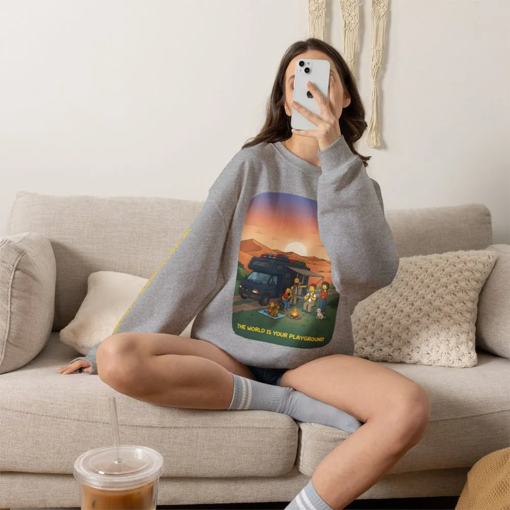 Unisex Heavy Blend™ Crewneck Sweatshirt — "The World Is Your playground" Design Sitcom-Line