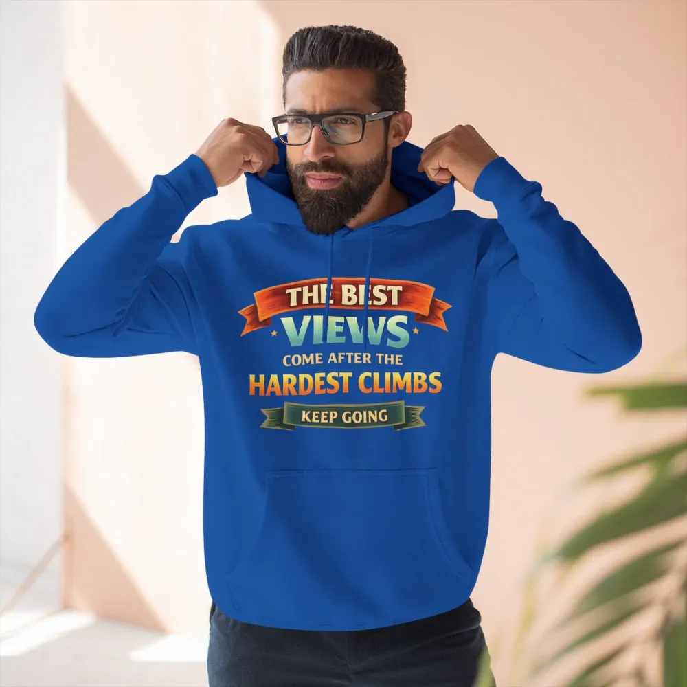 Three-Panel Fleece Hoodie - "The Best Views" Design Scenic-Line