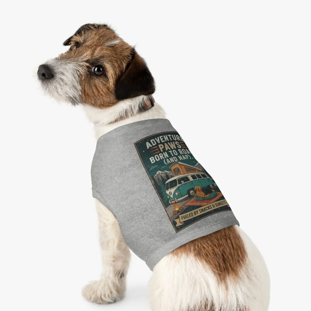 Pet Tank Top — "Adventure Paws Born to Roam (And Nap)" Camping Dog Shirt