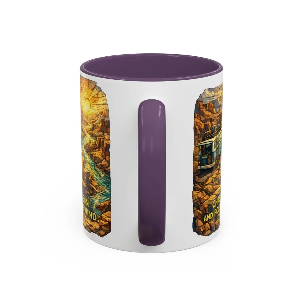 15176118846472709536_2048.jpeg Accent Coffee Mug (11, 15oz) — "Chase The Sun And Follow The Wind" Design Cubic-Line