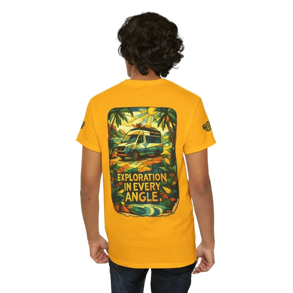 Unisex Heavy Cotton Tee — "Exploration In Every Angle" Design Cubic-Line