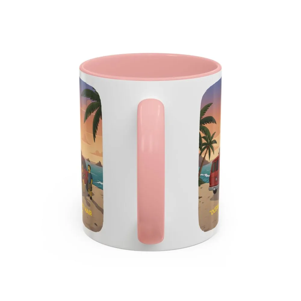 Accent Coffee Mug (11, 15oz) — "Ocean Air Salty Hair Van Life" Design Sitcom-Line