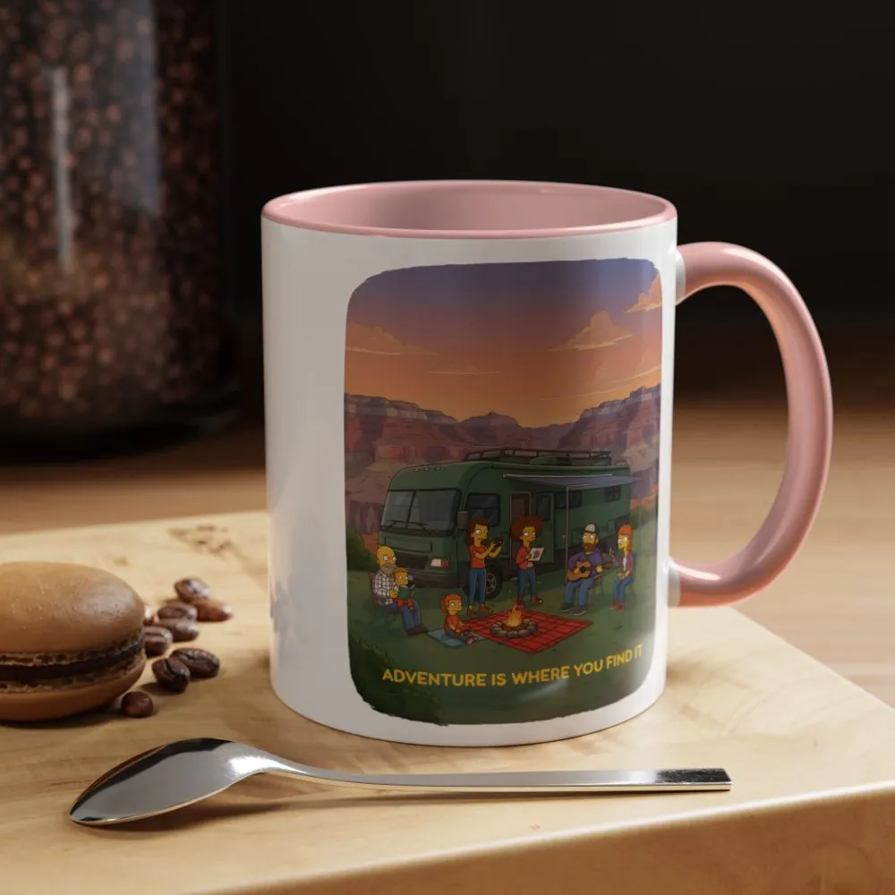 Accent Coffee Mug (11, 15oz) — "Adventure Is Where You Find It" Design Sitcom-Line