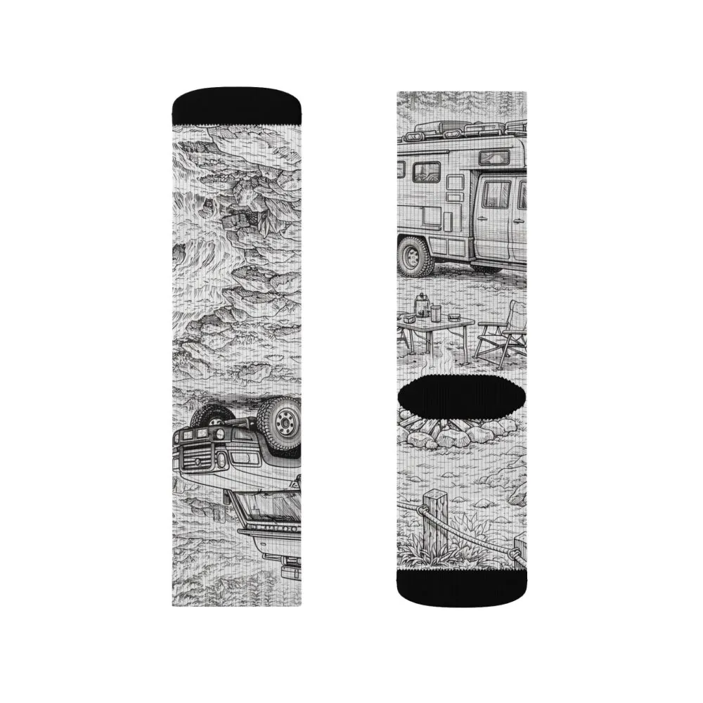 Sublimation Socks — Retro Camper Roadtrip Crew Socks