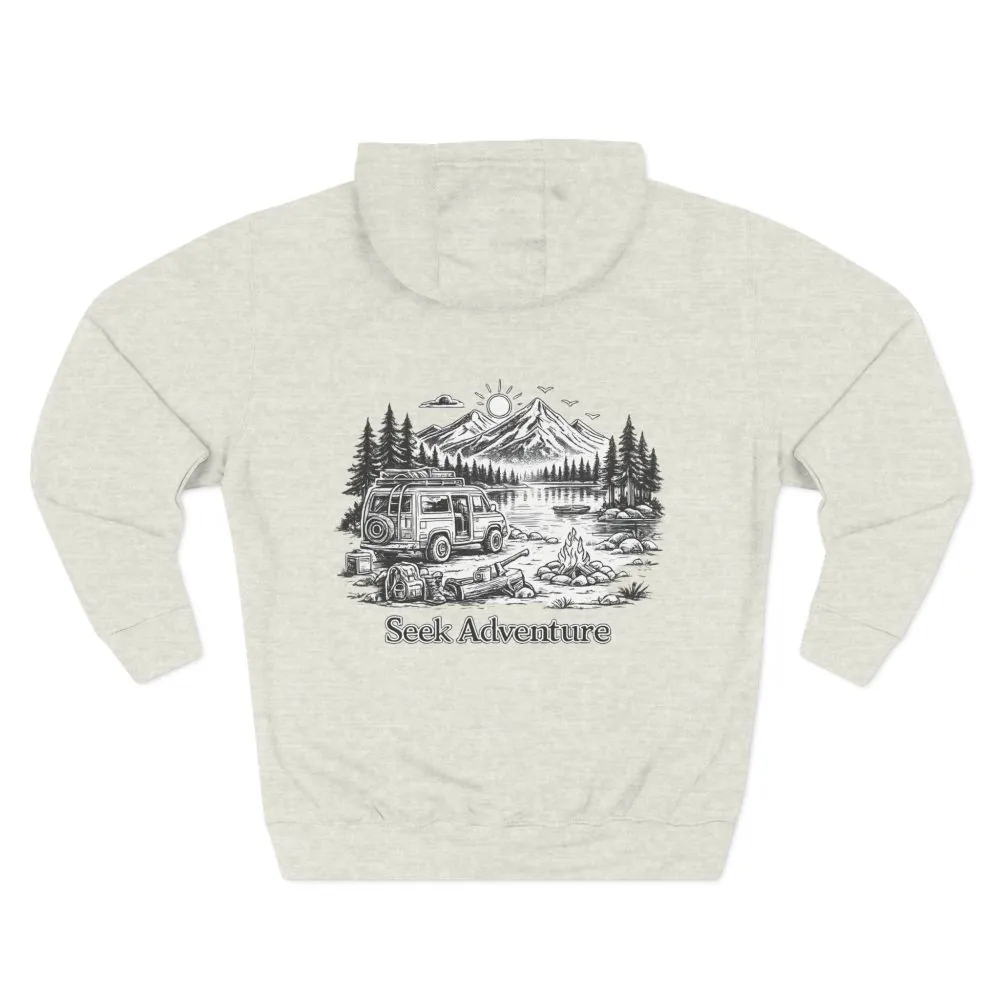 15191276729155547101_2048.jpeg Three-Panel Fleece Hoodie - "Seek Adventure" Design Minimal-Line