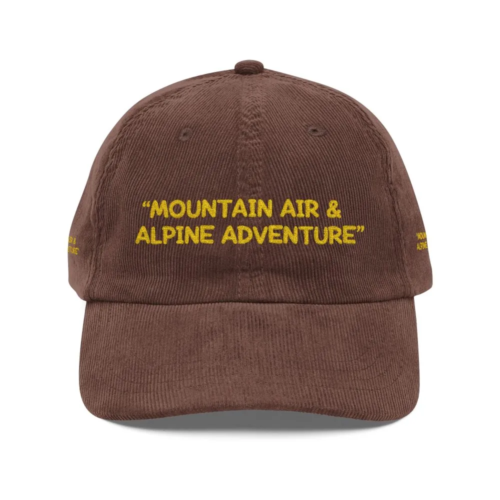 15194638679940727768_2048.jpeg Vintage Corduroy Cap (Embroidery) — "Mountain Air & Alpine Adventure" Embroidered Hat